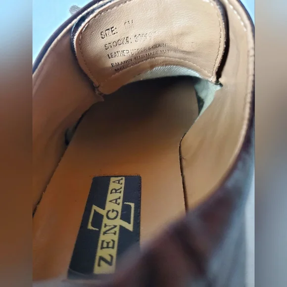 Zengara Men's Brown Leather Dress Shoes Sz 9M - Picture 10 of 11